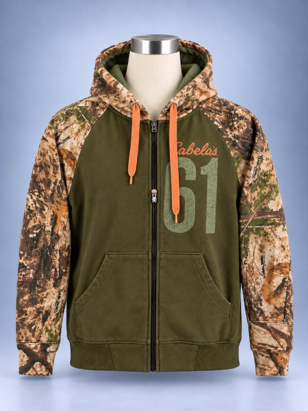 Cabela's 61 Full Zip Hoodie Sweatshirt Zonz Outdoors 61 Mens M Green Long Sleeve